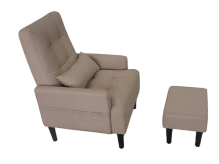 Living Room Sofa Single Chair And Ottoman, Modern Multi-Function Fabric Living Room Sofa Lounge Chair Bed And Stool. Soft Leisure Single Chair Adjustable Into 5 Angles With Sofa Bed