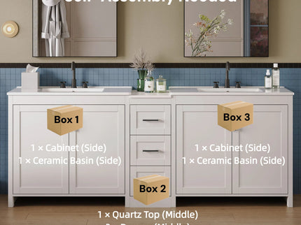 Double Sink Bathroom Vanity With Quartz Countertop
