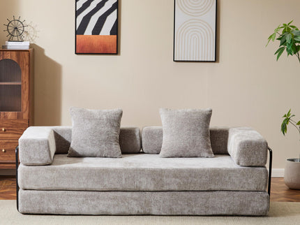 Convertible Floor Sofa Bed With Pillow Back Support Armrest
