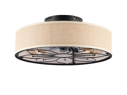 Lotus Bladeless Ceiling Fan With Remote Control For Living Room - Matte Black