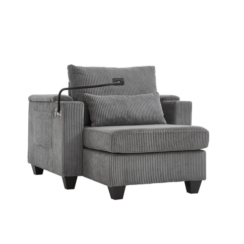 Convertible Chaise Lounge Sofa Chair With USB Ports, Cup Holders, Phone Holder And Storage