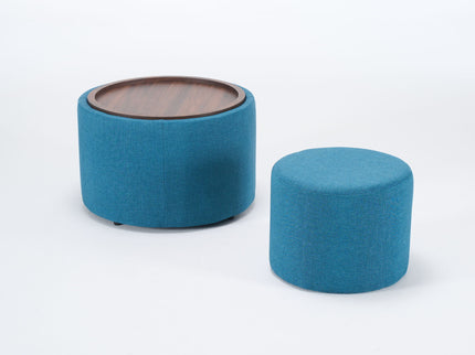 Nesting Ottomans, Round Coffee Table & Bench With Tray (Set of 2)
