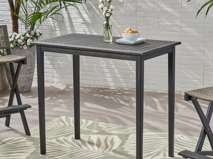 Outdoor Minimalist Acacia Wood Rectangle Bar Table