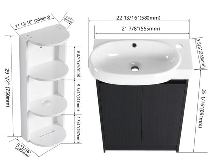 Freestanding Bathroom Vanity With Sink And Storage Rack, Soft Close Doors Base With Basin