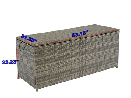Outdoor Storage Box, Wicker Patio Deck Boxes With Lid, Outdoor Cushion Storage For Kids Toys, Pillows, Towel, Wicker