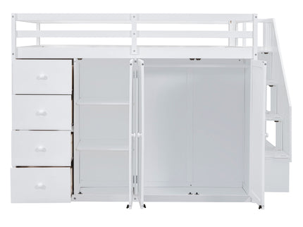 Loft Bed With Built In Wardrobes, Cabinets And Drawers