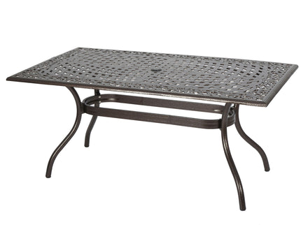 Celestine - Outdoor Cast Aluminum Dining Table With Floral Lattice Design And Umbrella Holder
