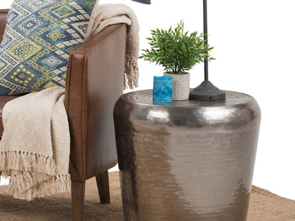 Troy - Metal Accent Table - Antique Silver