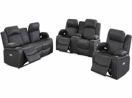 Power Motion Living Room Set With USB Port, Adjustable Headrest, Cup Holder