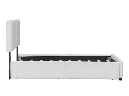 Upholstered Platform Bed With Classic Headboard And Drawers, No Box Spring Needed