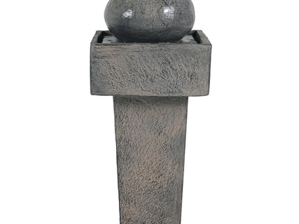 Minimalist Column Fountain With LED Lighting, Outdoor Decor For Patio, Porch And Garden - Gray