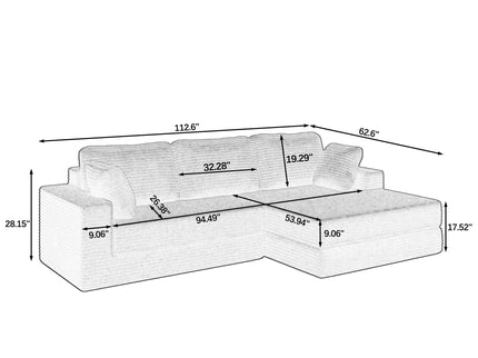 Modern Minimalist L Shape Modular Sectional Sofa, Couch