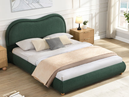 Upholstered Platform Bed Frame With Curved Headboard
