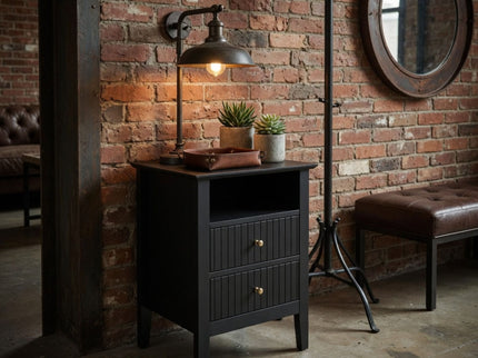 Fluted Nightstand With 2 Drawers