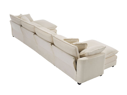 Modern Oversized Modular Cushion Sofa With Ottoman, Low Back, Deep Seating Sofa Set