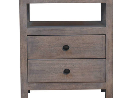 2 Drawer Open Bedside Table - Gray Ash
