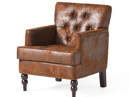 Vitality - Club Chair With Button Tufted Diamond Stitching And Turned Legs