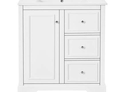 Bathroom Vanity With Sink, Modern Elegant Bathroom Storage Cabinet With 3 Drawers And Adjustable Shelves, Freestanding Vanity Set With Mirror Cabinet, Single Sink Bathroom Vanity