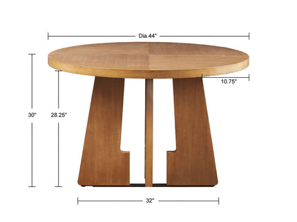Round Dining Table With Pecan Wood Veneer - Walnut