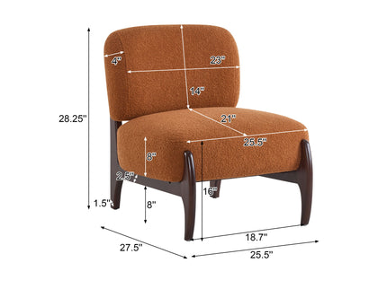 Modern Boucle Lounge Chair With Solid Wood Fram