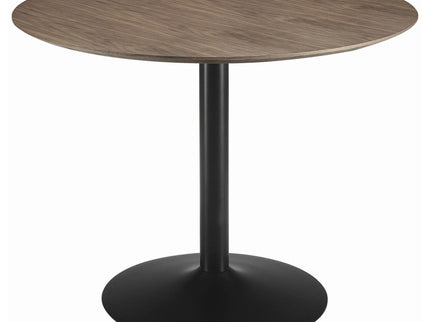 Round Dining Table With Pedestal Base - Warm Walnut
