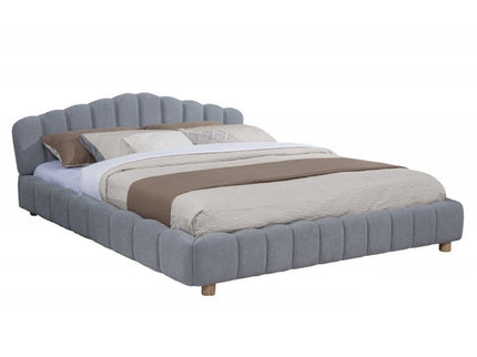 Queen Upholstered Platform Bed, Low Profile Frame - Light Blue
