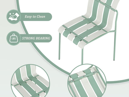 Single Chairs With Color Blocking Design (Set of 4) - Haze Green / White