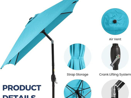 Rectangular Patio Umbrella With Crank Tilt, Polyester UV-Resistant Canopy