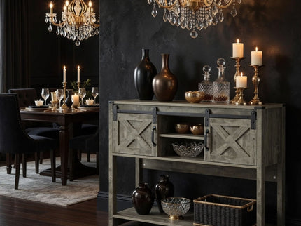 Farmhouse Entryway Table With Sliding Barn Door