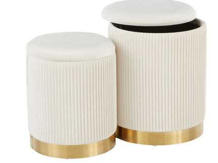 Marla - Contemporary Nesting Pleated Ottoman Set