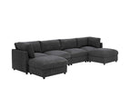 Dark Gray / 3 Pc. Sectional Sofa, 2 Ottomans
