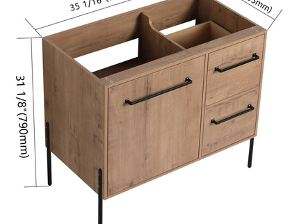 35" Freestanding Bathroom Vanity With Soft Close Doors And 2 Drawers (Vanity Only) - Imitative Oak