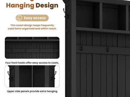 Hall Tree With 4 Drawers, Coat Rack With 6 Hooks