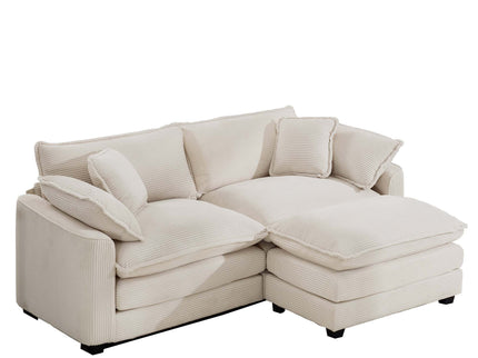 Modern Oversized Modular Cushion Sofa With Ottoman, Low Back, Deep Seating Sofa Set