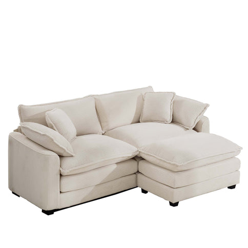 Modern Oversized Modular Cushion Sofa With Ottoman, Low Back, Deep Seating Sofa Set