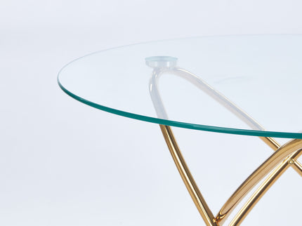 Metal Leg Dining Table With Tempered Glass Top