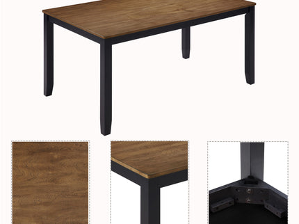 6 Piece Dining Table Set With Bench - Beige / Black / Oak