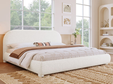 Upholstered Simple Modern Bedroom Bed With Curved Headboard