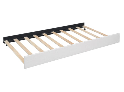 Upholstered Platform Bed With Brick Pattern Headboard And Twin Long Size Trundle