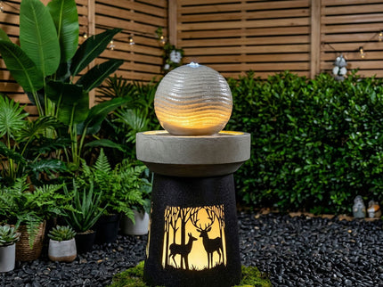 Outdoor Garden Lantern With Warm LED Light Deer Silhouette Decorative Landscape Light For Patio - White / Gray
