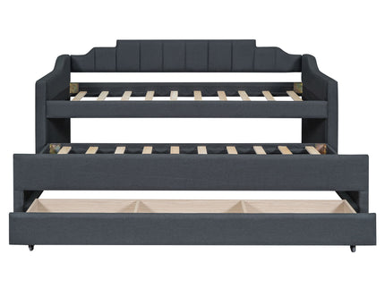 Upholstered Simple Design Daybed With Trundle And 3 Drawers