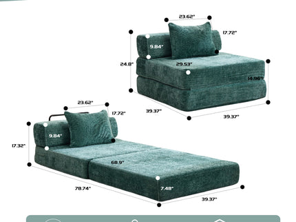 Convertible Floor Sofa Bed With Fixed Shape Frame For Living Room