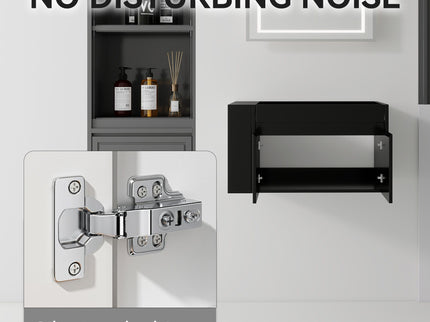 Floating Bathroom Vanity Cabinet, Soft Close Double Drawers, Open Side Storage, Wall Mounted, Cabinet Only