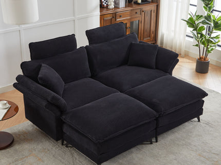 Modern Deep Seat Sectional Sofa With Ottoman
