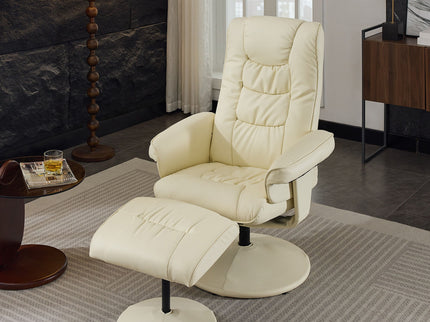 Recliner Chair With Ottoman, 360° Swivel Massage Lounge Chair With 5-Point Vibration & Heated Seat