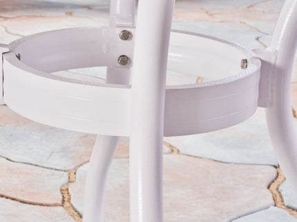 Tranquilius - Outdoor Round Dining Table With Lattice Tabletop, Umbrella Hole And Curved Legs