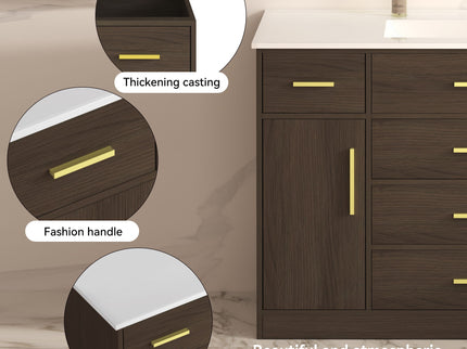 Bathroom Vanity With Abundant Storage 2 Soft Close Doors And 6 Drawers