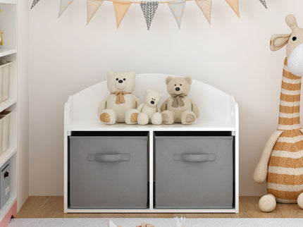 Toy Box Bench With Collapsible Drawers, Storage Cabinet Organizer - White
