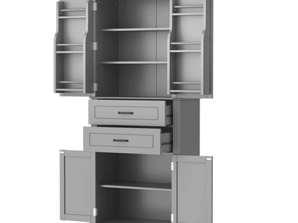 Multi Functional Storage Cabinet With Adjustable Shelves, 2 Drawers, Door Shelves