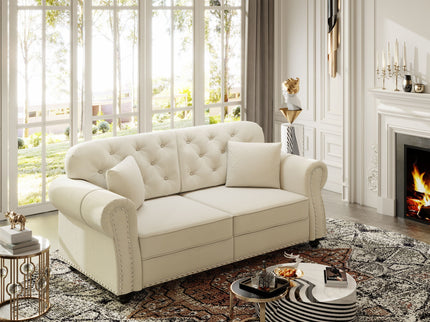 Upholstered Sofa Set With Nailhead Trim And Rolled Armrests, Includes Pillows